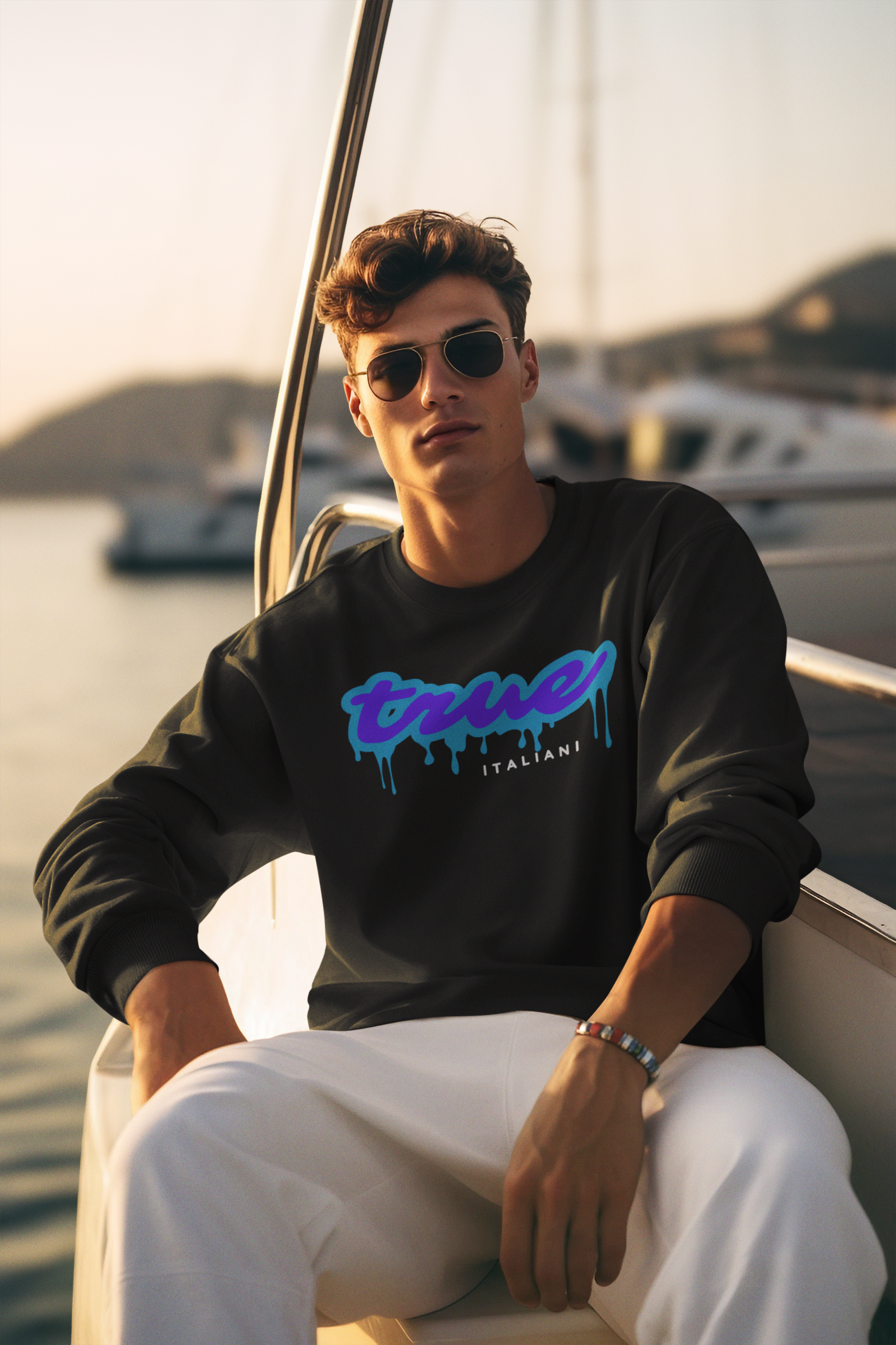 Il Viola E Il Blu Drip Organic Unisex Crewneck