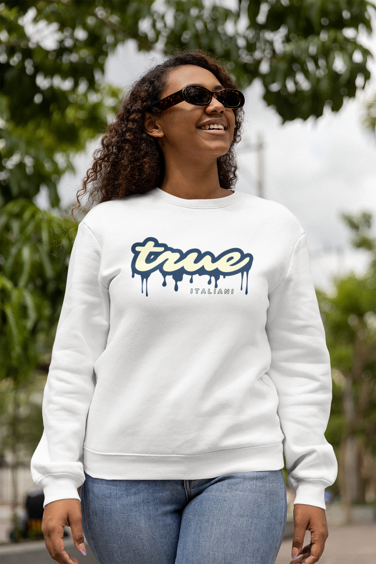 Il Crema E Il Blu Drip Organic Unisex Crewneck