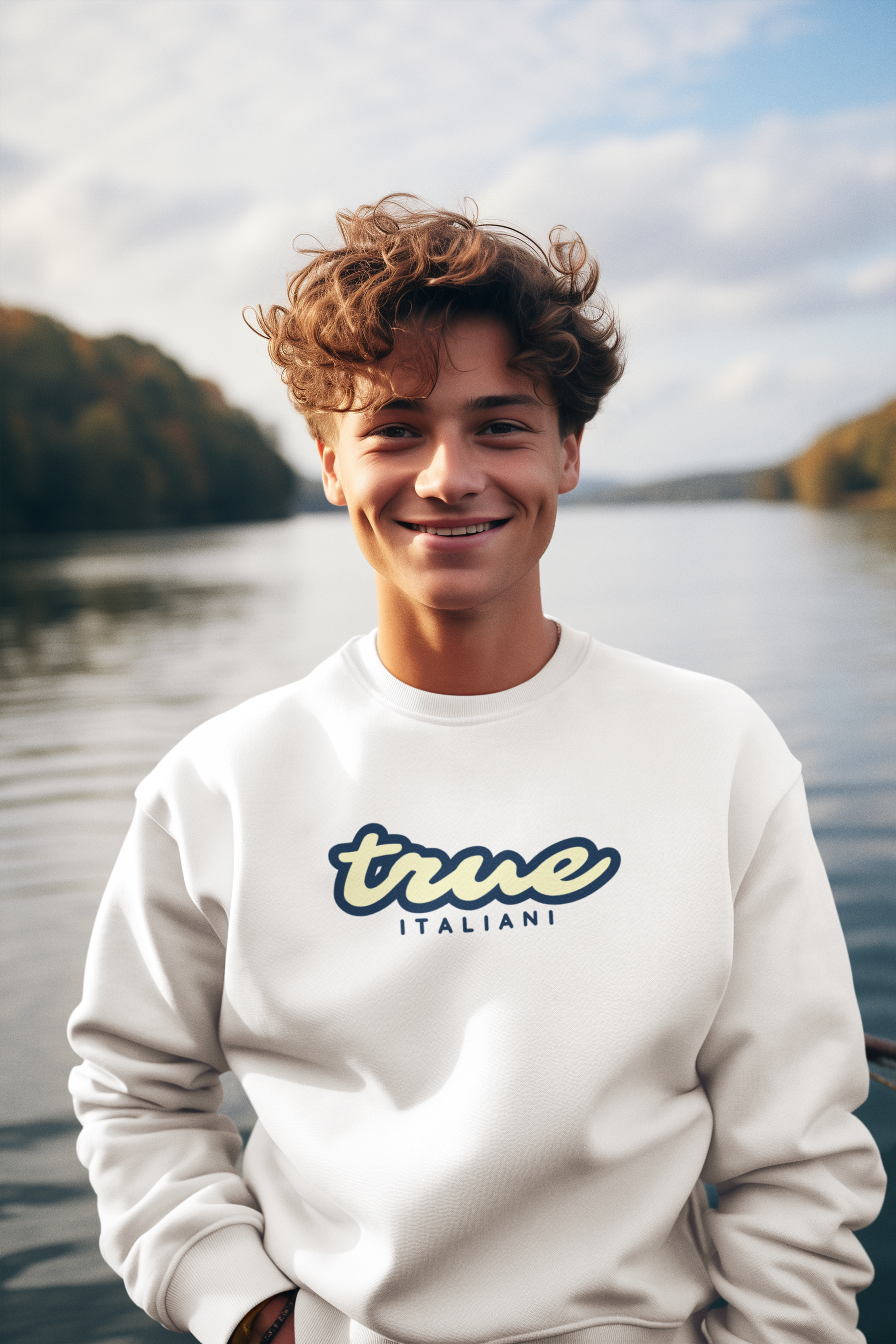 Il Blu E Il Crema Organic Unisex Crewneck