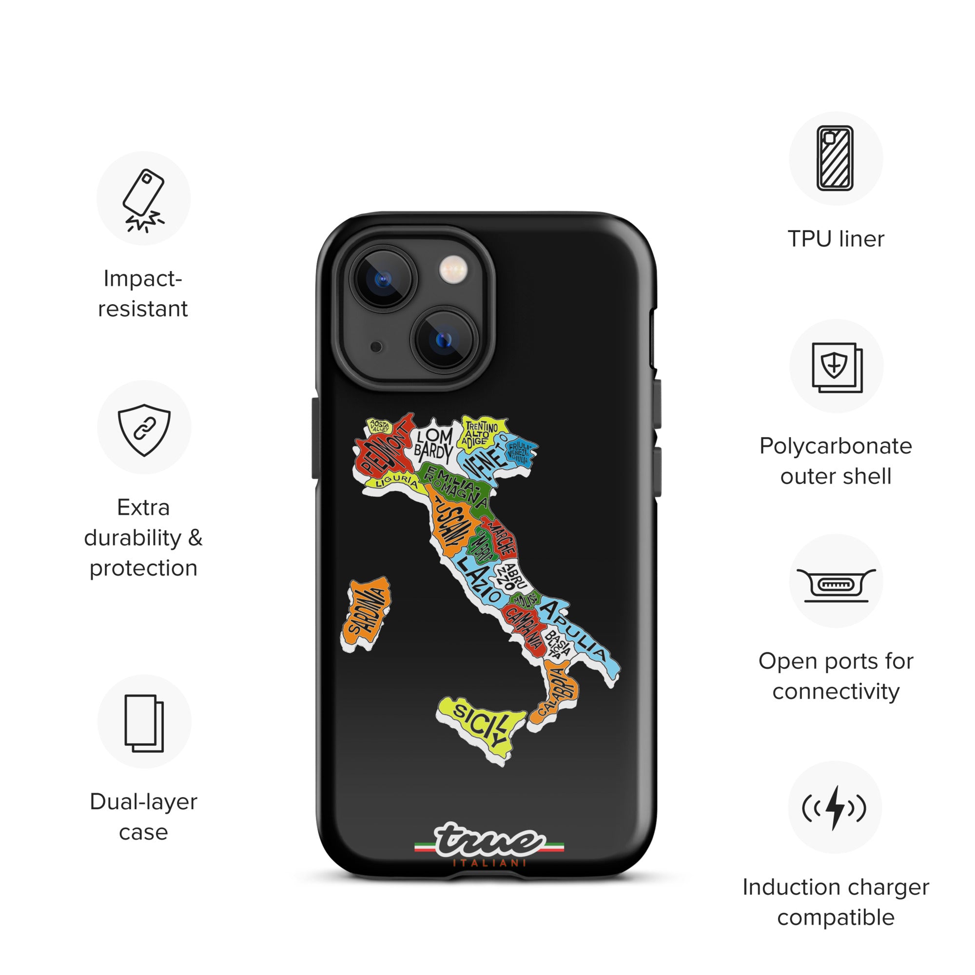 True Italiani Italy Map Tough Case for iPhone®