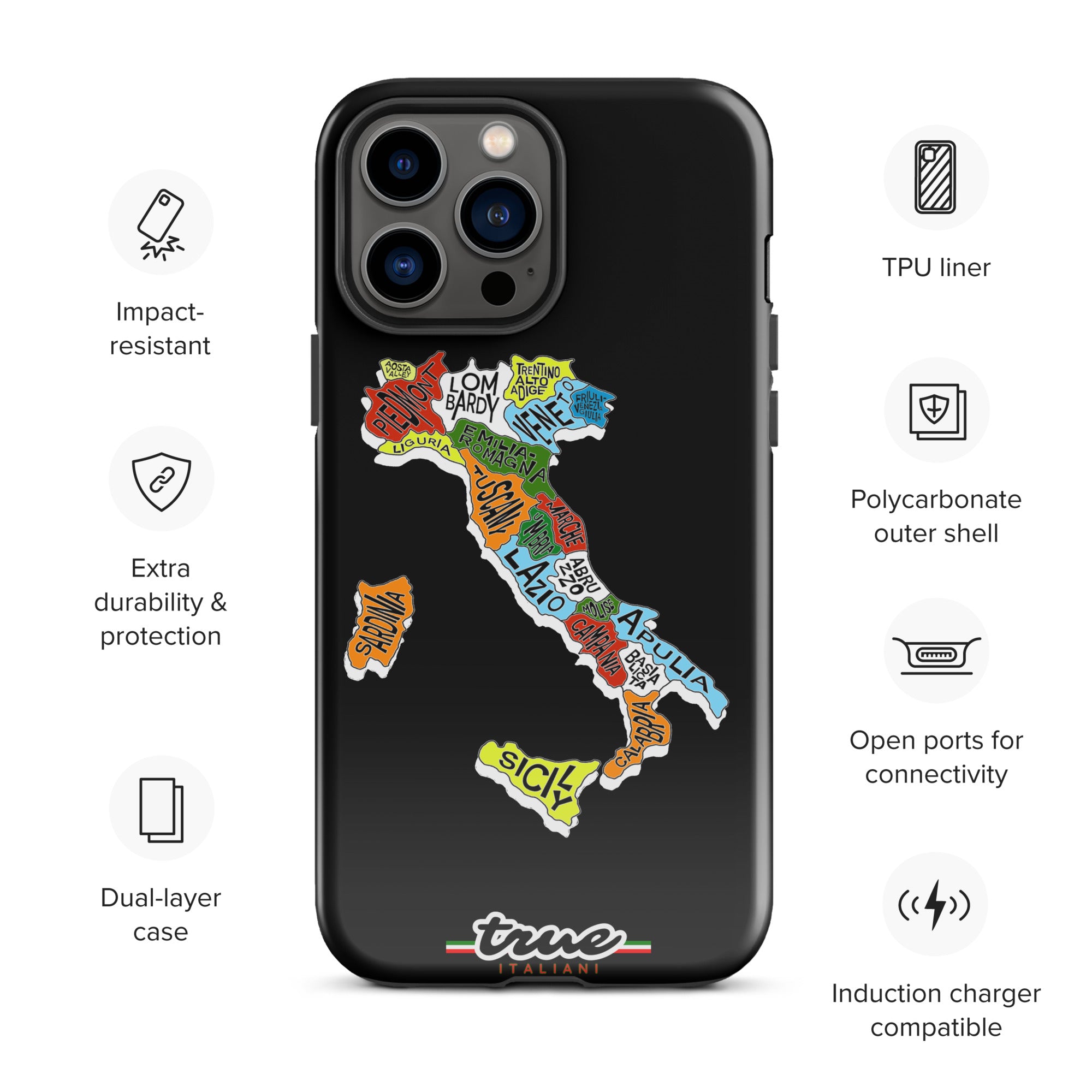 True Italiani Italy Map Tough Case for iPhone®