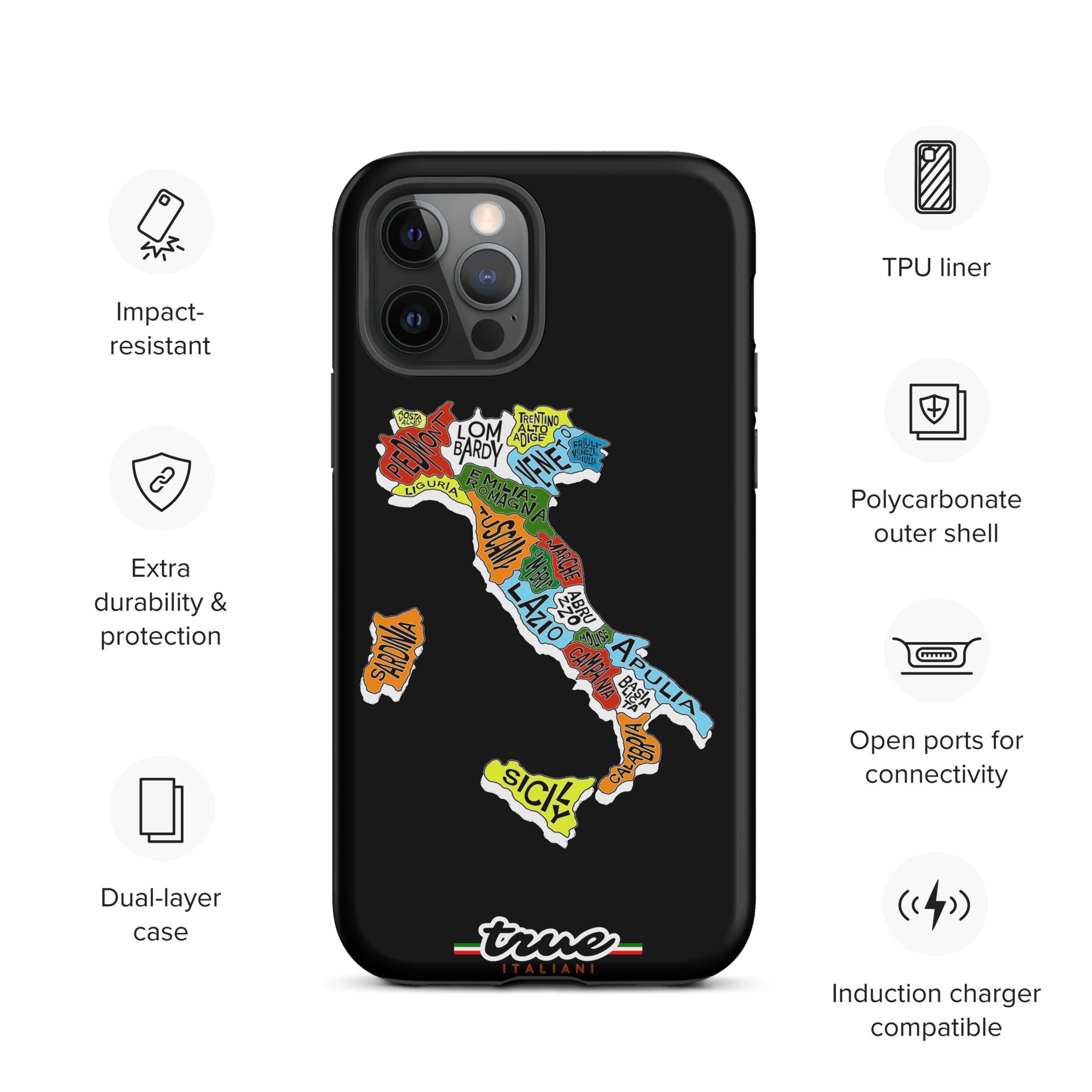 True Italiani Italy Map Tough Case for iPhone®