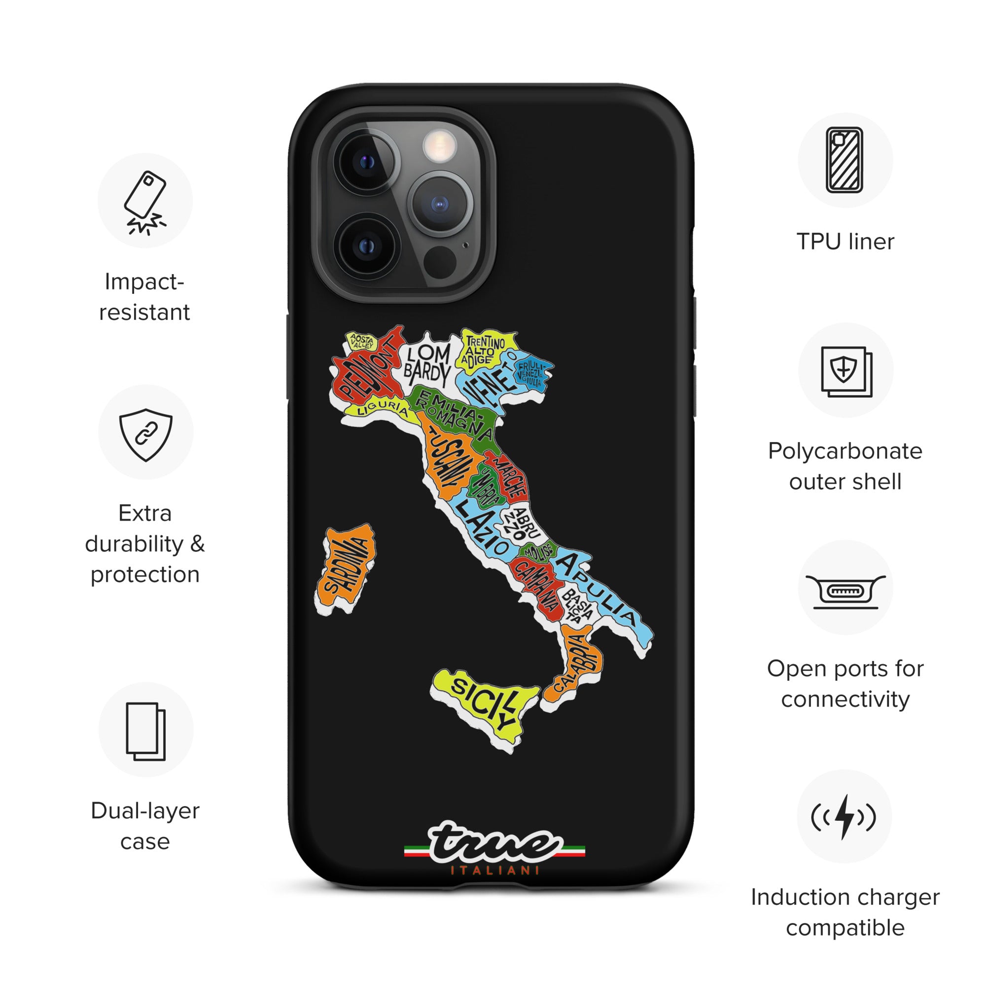True Italiani Italy Map Tough Case for iPhone®