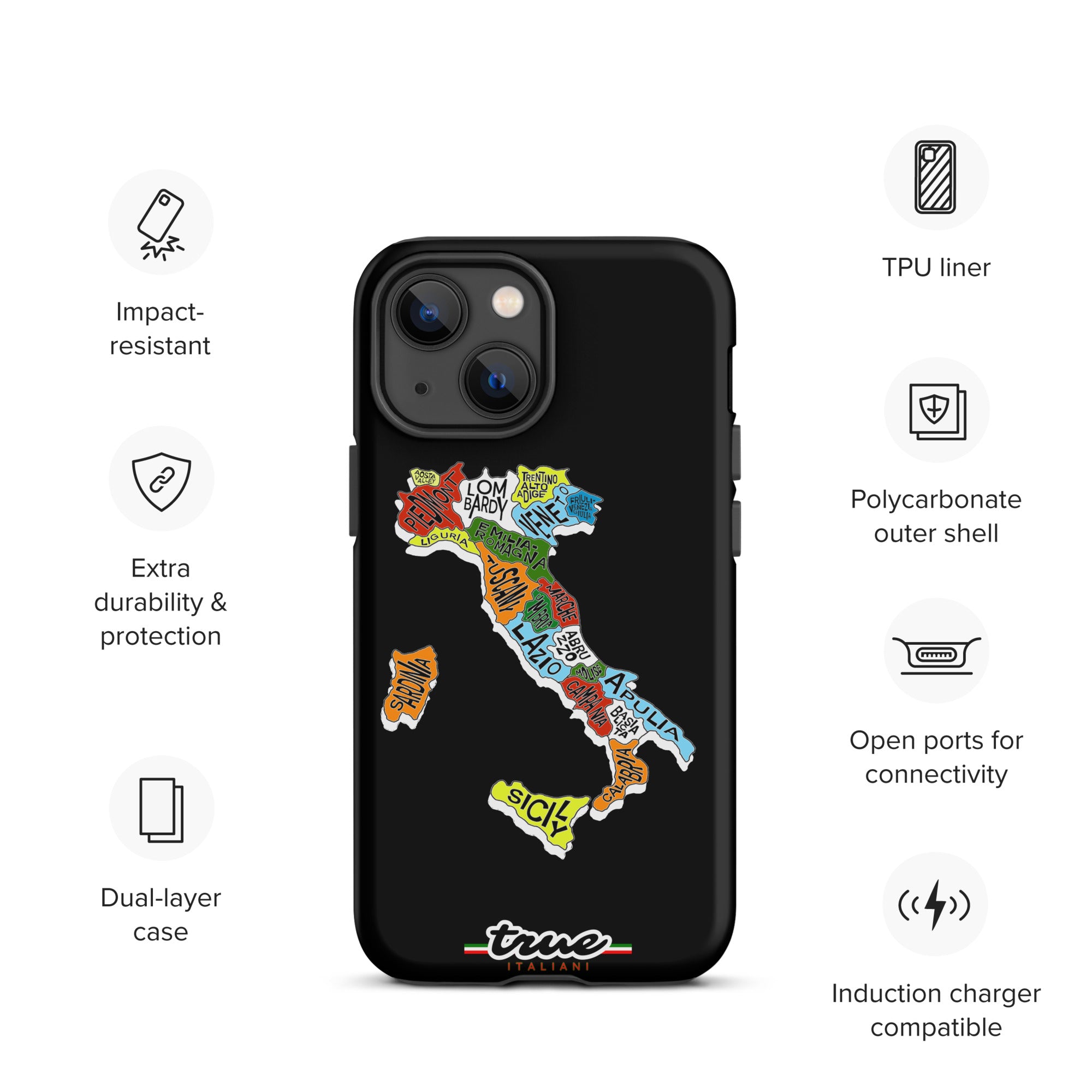True Italiani Italy Map Tough Case for iPhone®
