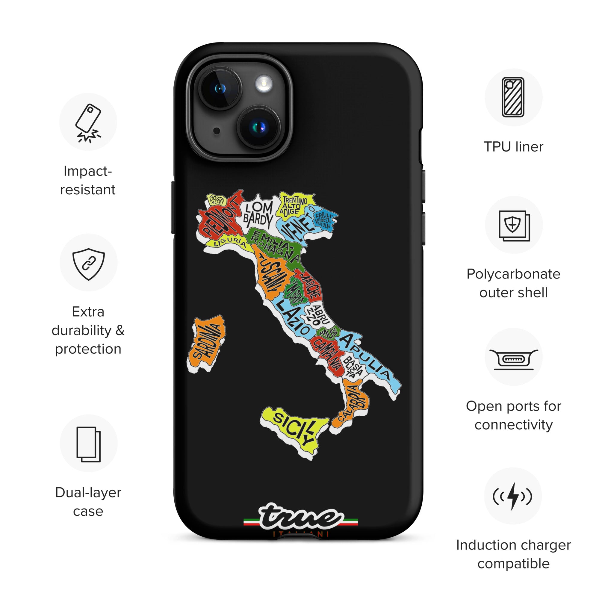 True Italiani Italy Map Tough Case for iPhone®